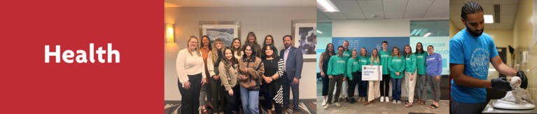 Decorative banner with photos of AmeriCorps members that participate in health related program