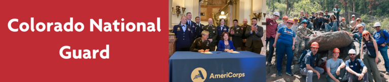 Decorative banner with photos of the Colorado National Guard